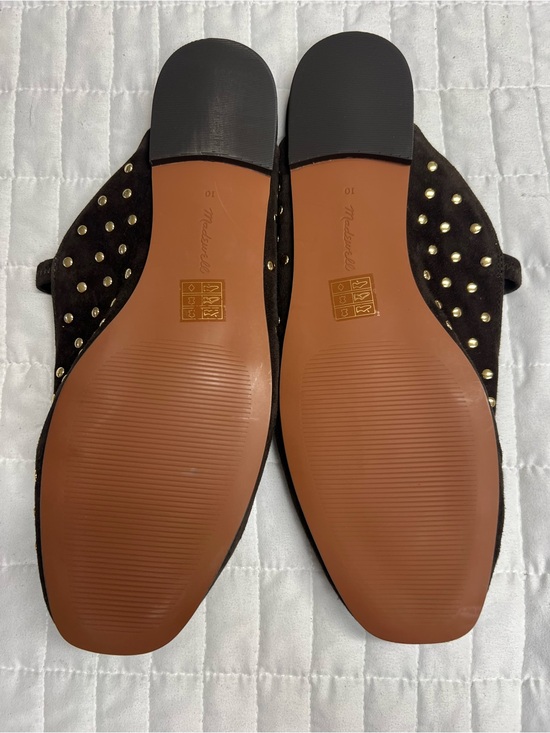 Madewell The Greta Ballet Flat Mule in Dark Carob Multi Gold Studded Size 10